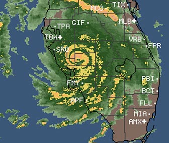 The eye of Hurricane Charley is just a few miles from my house in this satellite image