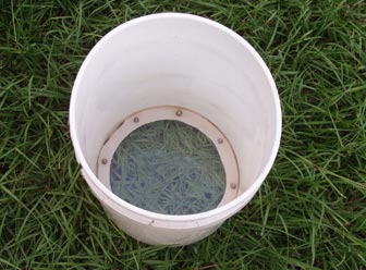 The completed clear-bottom bucket