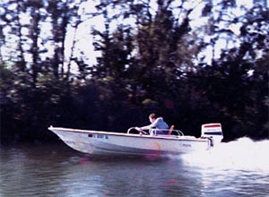 Zooming along in my old 15' Boston Whaler