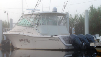 A pontoon houseboat