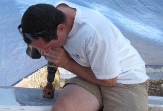 Micah Cuts Hawse Pipe Hole