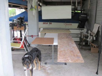 Luke at Fiberglass Cutting Table