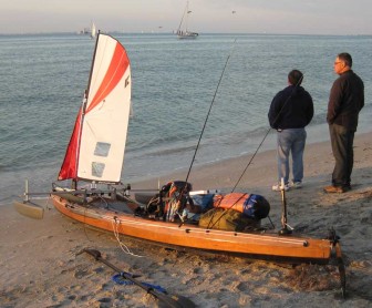 Wooden Kayak Rigged and Loaded